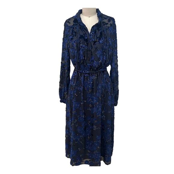 ADAM LIPPES COLLECTIVE RTR Velvet Embroidered Black / Navy Dress Size 4 - Picture 6 of 12